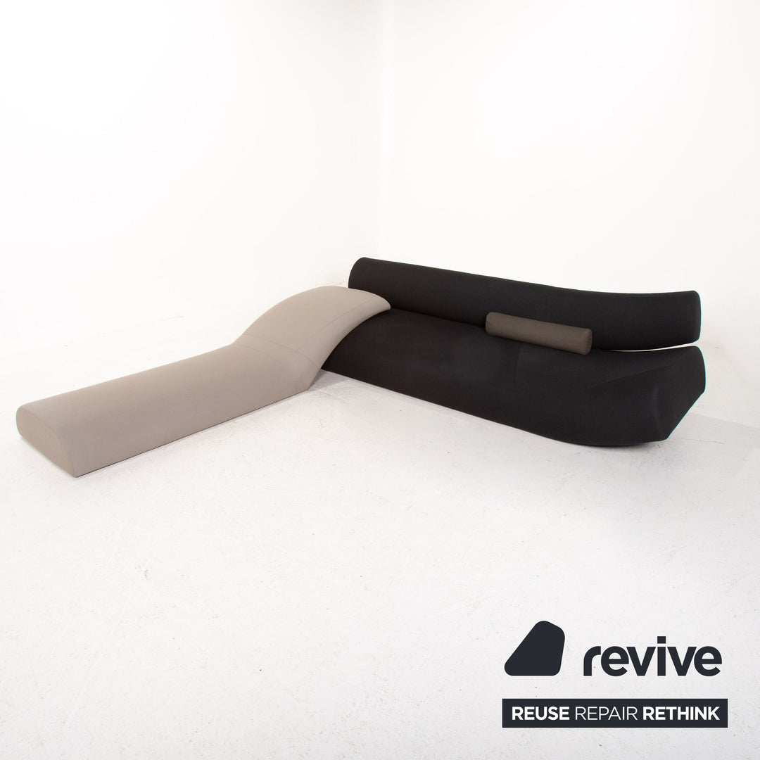 Cor Lava Stoff Ecksofa Schwarz Grau Modular Modulsofa Sofa Couch #14977