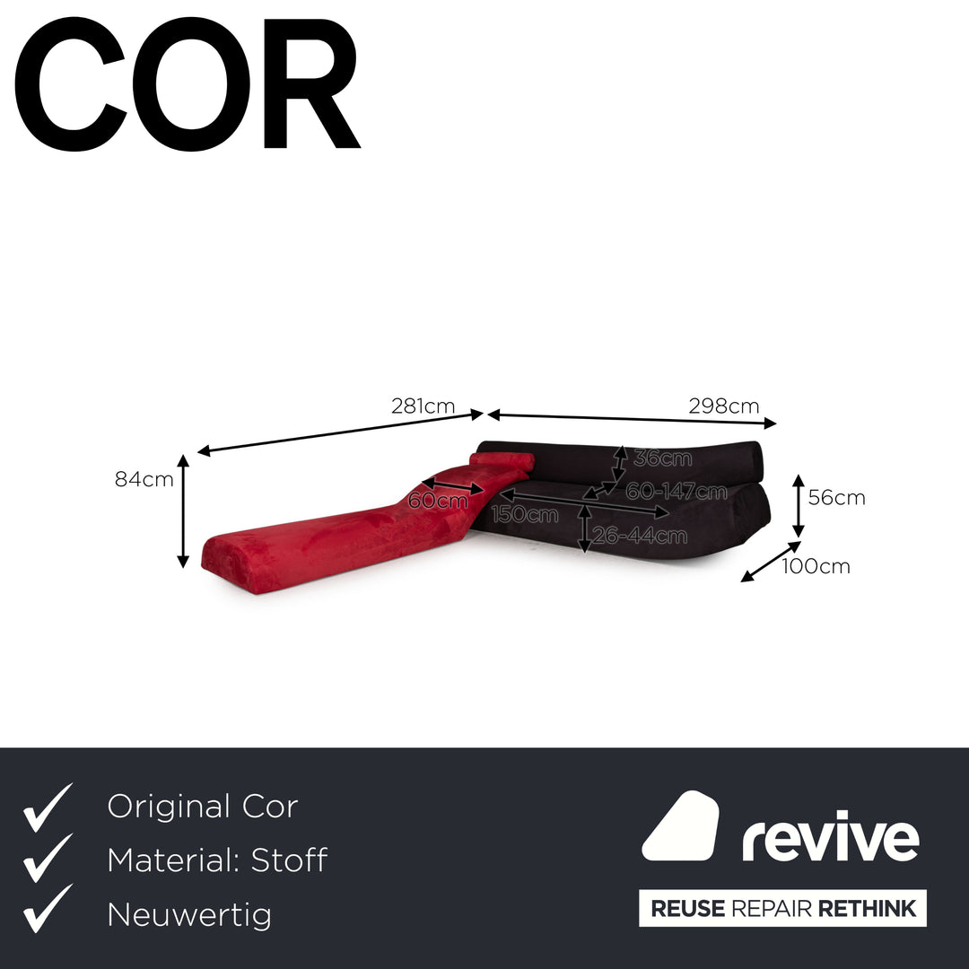 Cor Lava Stoff Sofa Rot Braun Ecksofa Modulsofa Couch