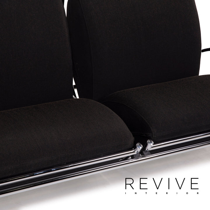 Cor Tam Fabric Sofa Black Two Seater Feature Chrome