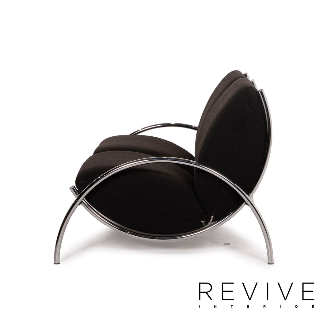 Cor Tam Fabric Sofa Black Two Seater Feature Chrome