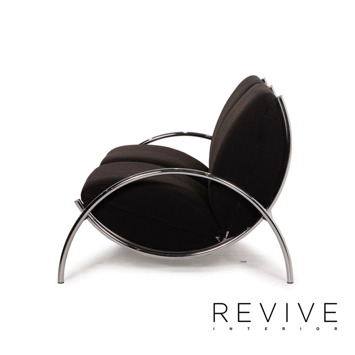 Cor Tam Fabric Sofa Black Two Seater Feature Chrome