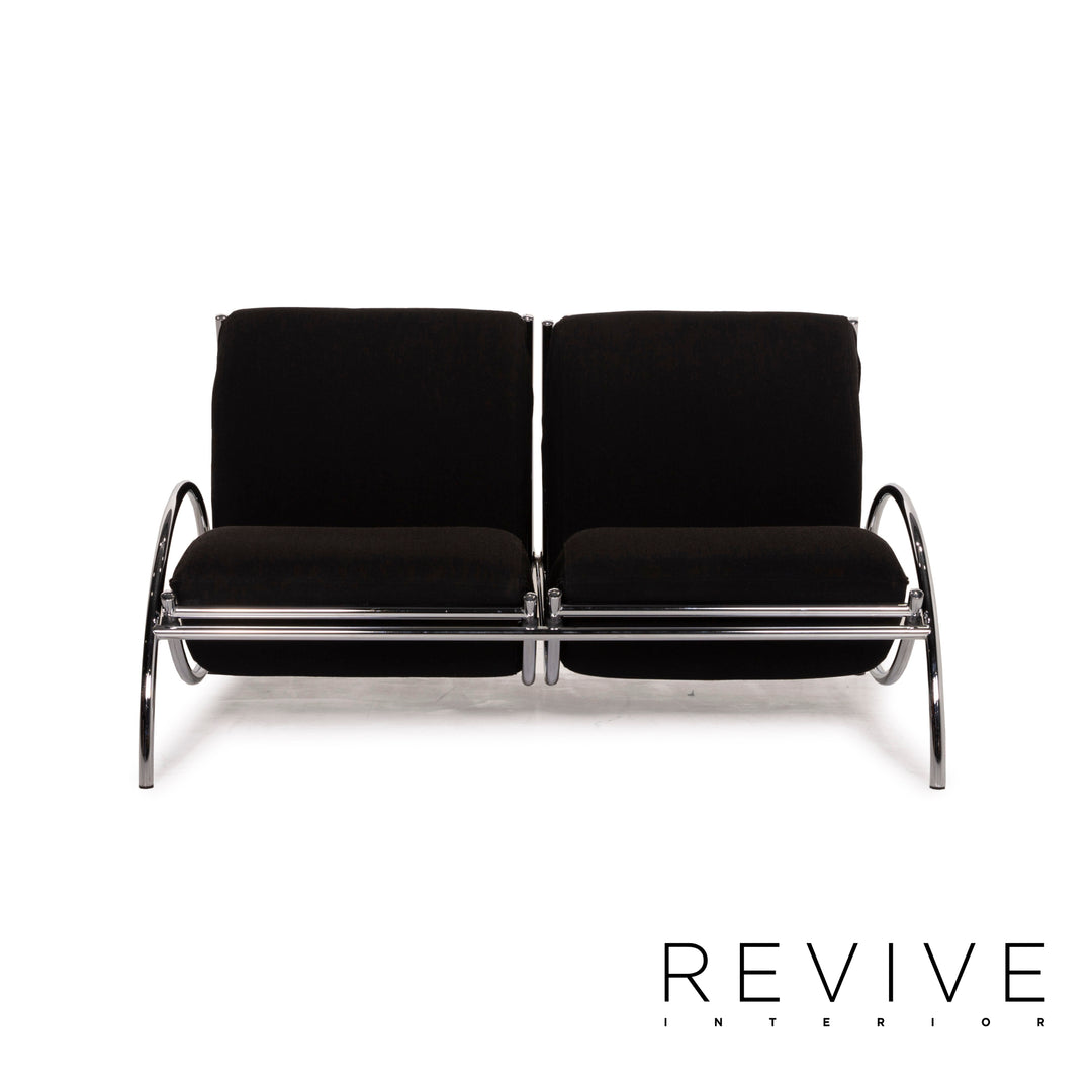 Cor Tam Fabric Sofa Black Two Seater Feature Chrome