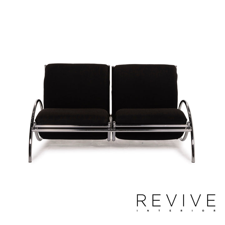 Cor Tam Fabric Sofa Black Two Seater Feature Chrome