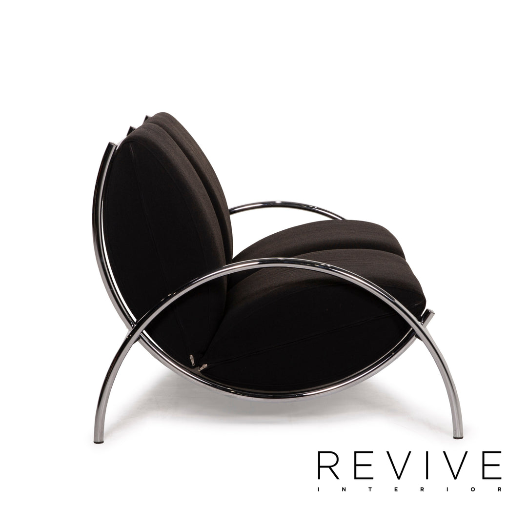 Cor Tam Fabric Sofa Black Two Seater Feature Chrome