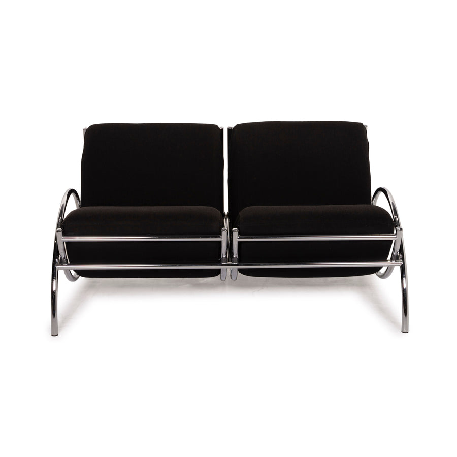 Cor Tam Fabric Sofa Black Two Seater Feature Chrome