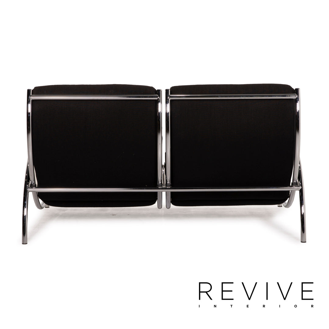 Cor Tam Fabric Sofa Black Two Seater Feature Chrome