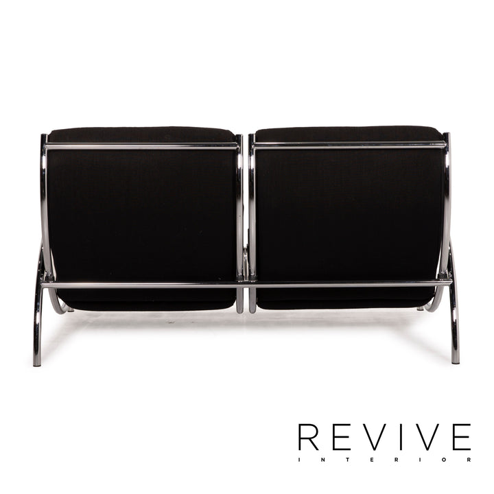 Cor Tam Fabric Sofa Black Two Seater Feature Chrome