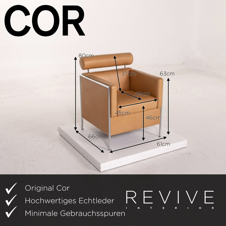 Cor Nemo Leder Sessel Garnitur Beige 2x Sessel
