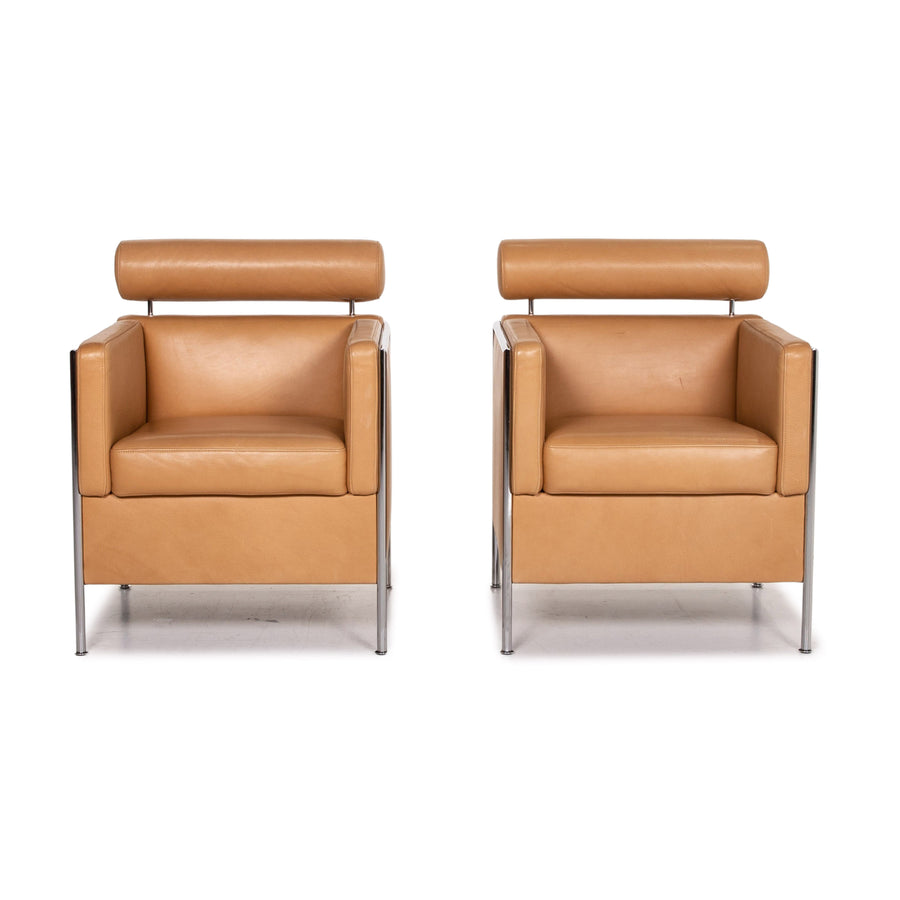 Cor Nemo Leder Sessel Garnitur Beige 2x Sessel