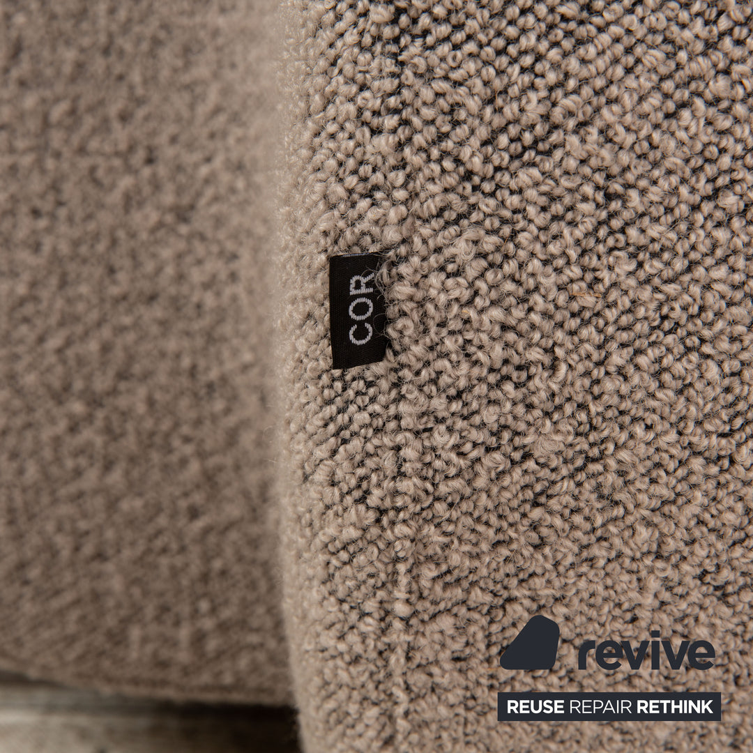 Cor Nuba Stoff Ecksofa Grau Sofa Couch inkl. Hocker