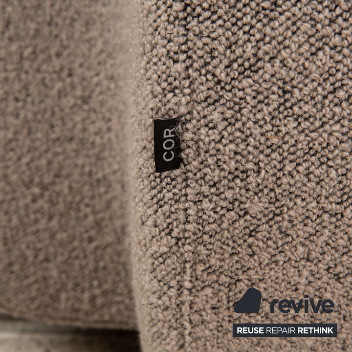 Cor Nuba Stoff Ecksofa Grau Sofa Couch inkl. Hocker