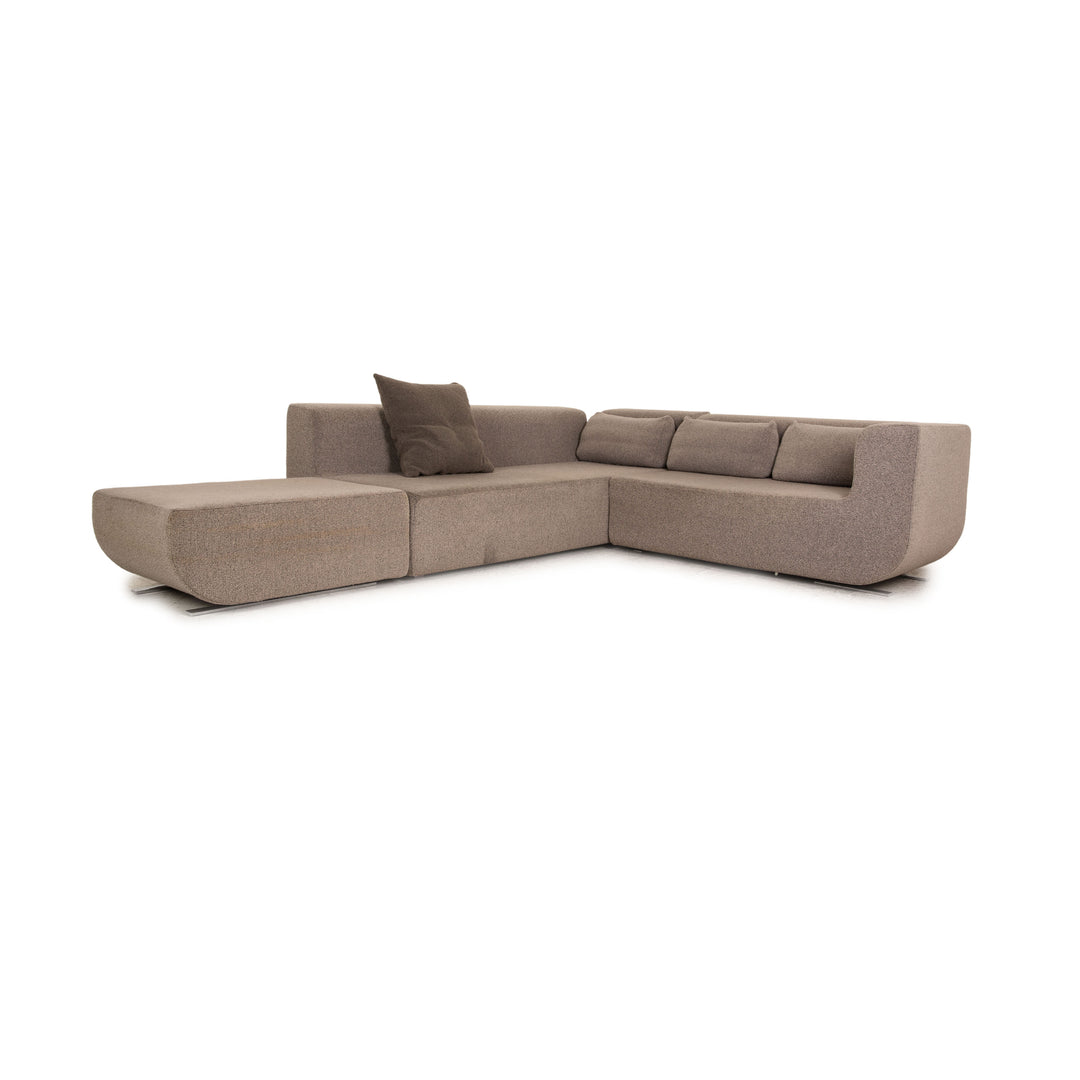 Cor Nuba Stoff Ecksofa Grau Sofa Couch inkl. Hocker