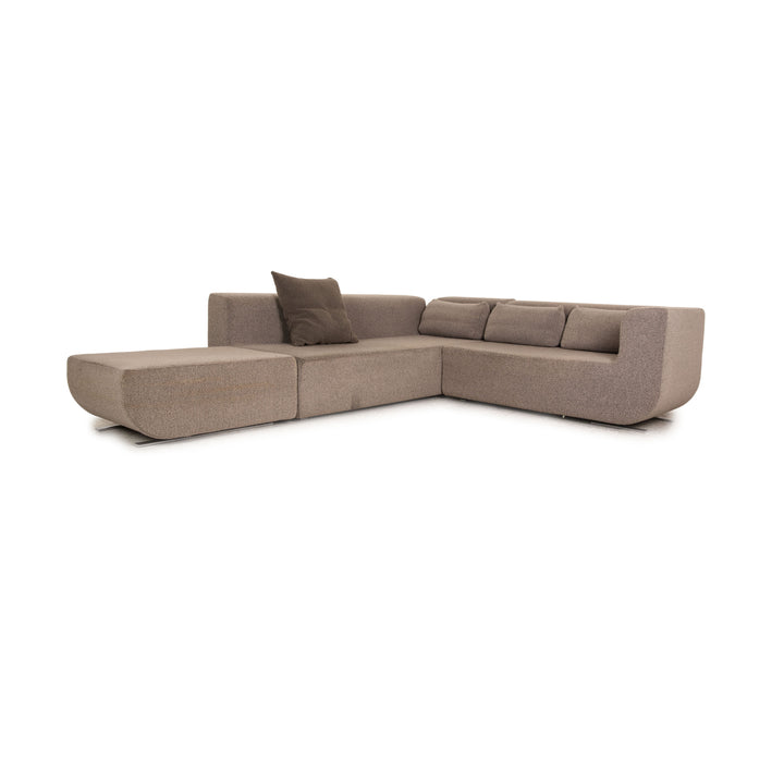 Cor Nuba Stoff Ecksofa Grau Sofa Couch inkl. Hocker