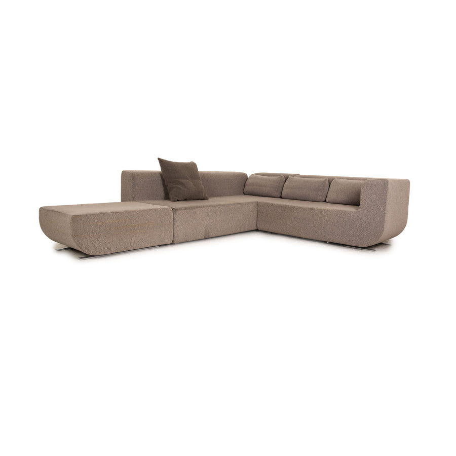 Cor Nuba Stoff Ecksofa Grau Sofa Couch inkl. Hocker