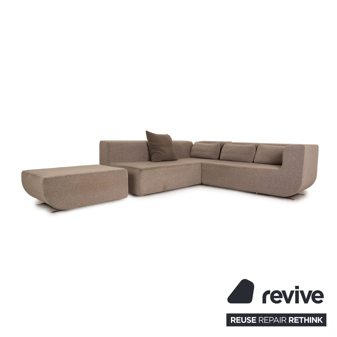 Cor Nuba Stoff Ecksofa Grau Sofa Couch inkl. Hocker