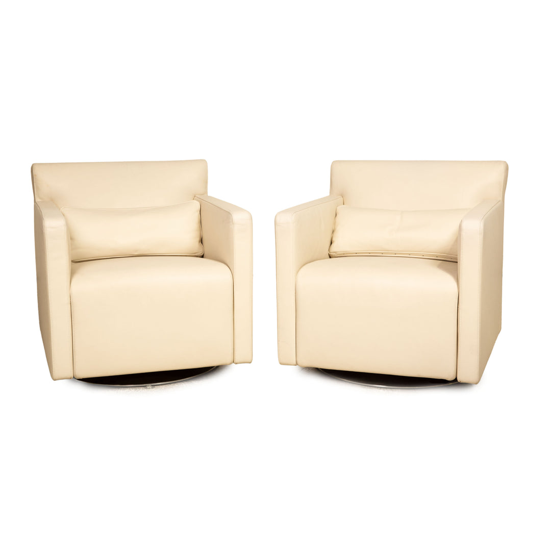 Cor Quant Leder Sessel Garnitur Creme 2x Sessel