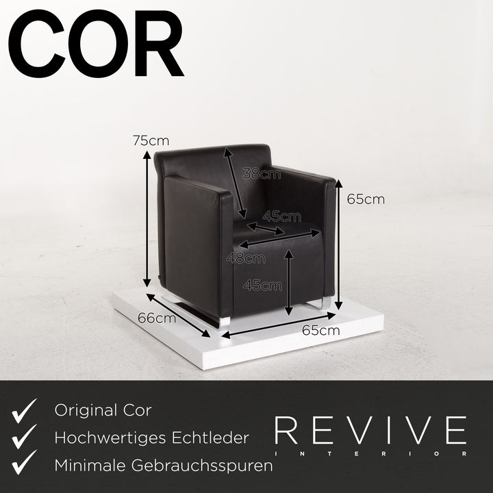 Cor Quant Leder Sessel Schwarz #13375