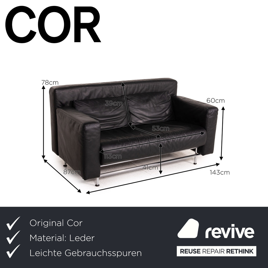 COR Quarta Leder Sofa Schwarz Zweisitzer Couch