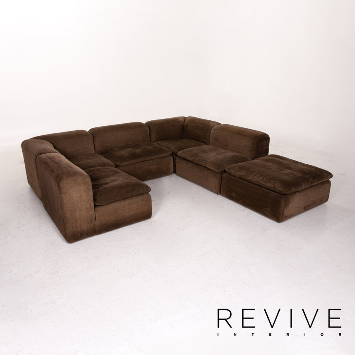 Cor Samt Stoff Ecksofa Braun Modulsofa Sofa Couch #13538