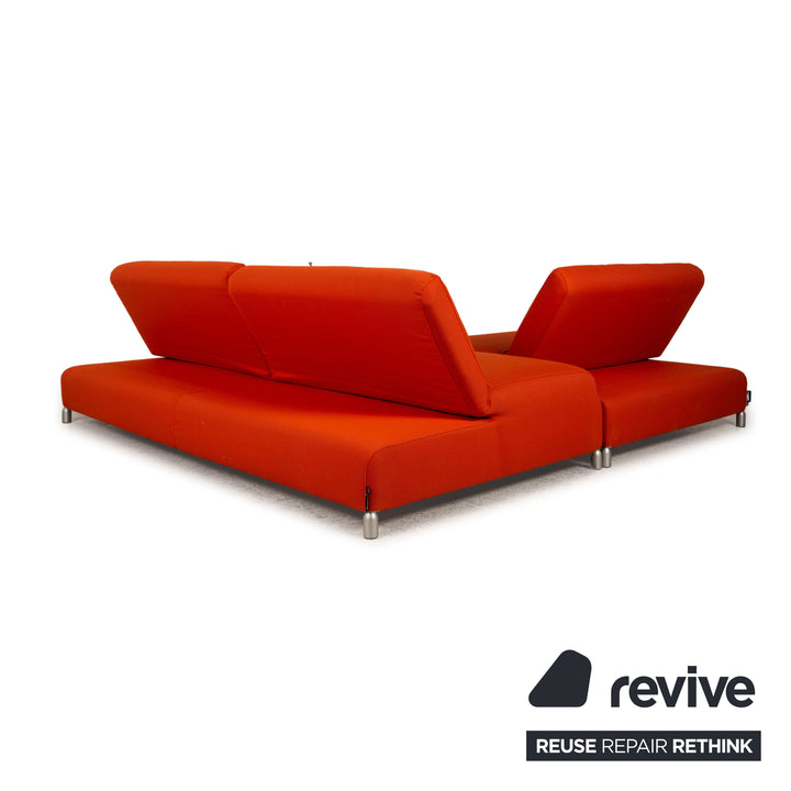 Cor Scroll Stoff Sofa Garnitur Orange Ecksofa Liege Hocker Funktion Neubezug