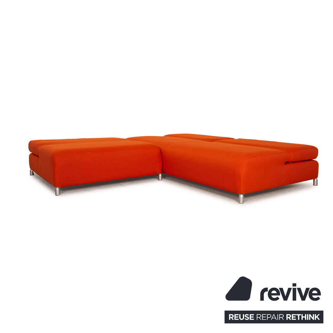 Cor Scroll Stoff Sofa Garnitur Orange Ecksofa Liege Hocker Funktion Neubezug