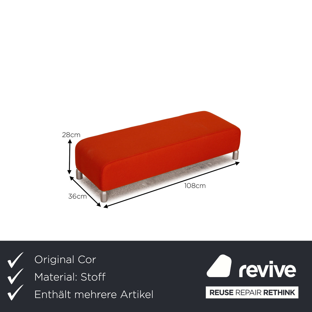 Cor Scroll Stoff Sofa Garnitur Orange Ecksofa Liege Hocker Funktion Neubezug