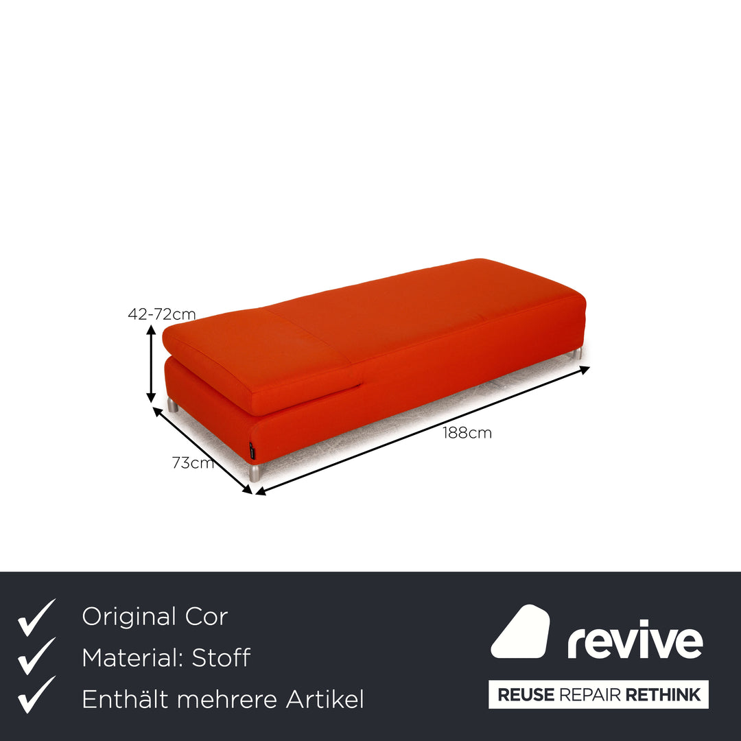 Cor Scroll Stoff Sofa Garnitur Orange Ecksofa Liege Hocker Funktion Neubezug