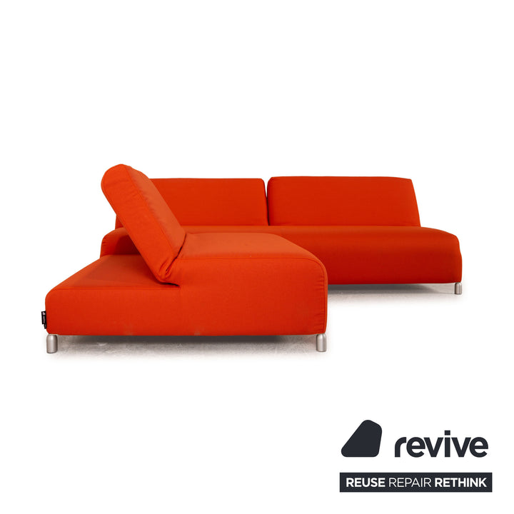 Cor Scroll Stoff Sofa Garnitur Orange Ecksofa Liege Hocker Funktion Neubezug