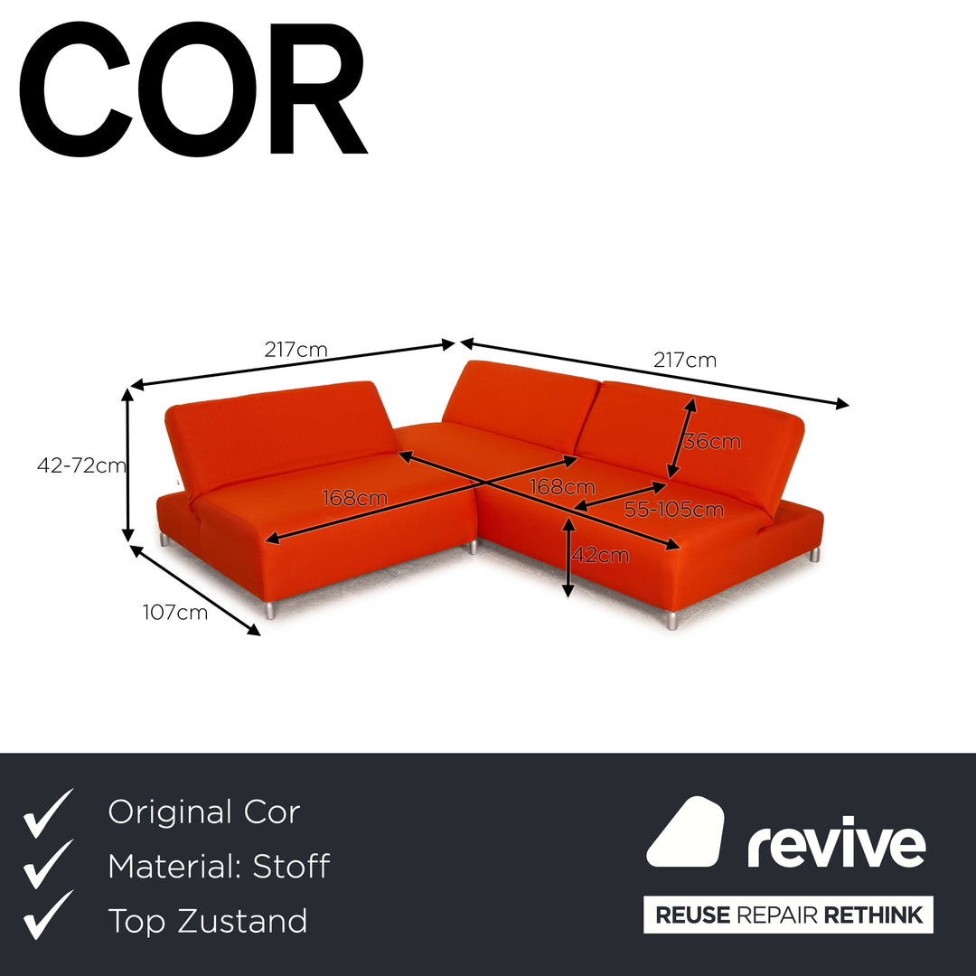 Cor Scroll Stoff Sofa Orange Ecksofa Couch Funktion Neubezug