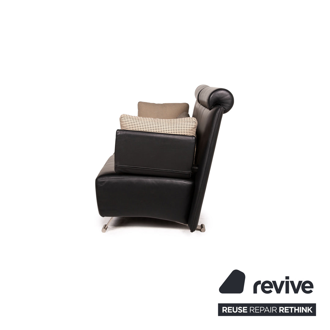 Cor Sera Leder Sofa Garnitur Schwarz 2x Zweisitzer Funktion
