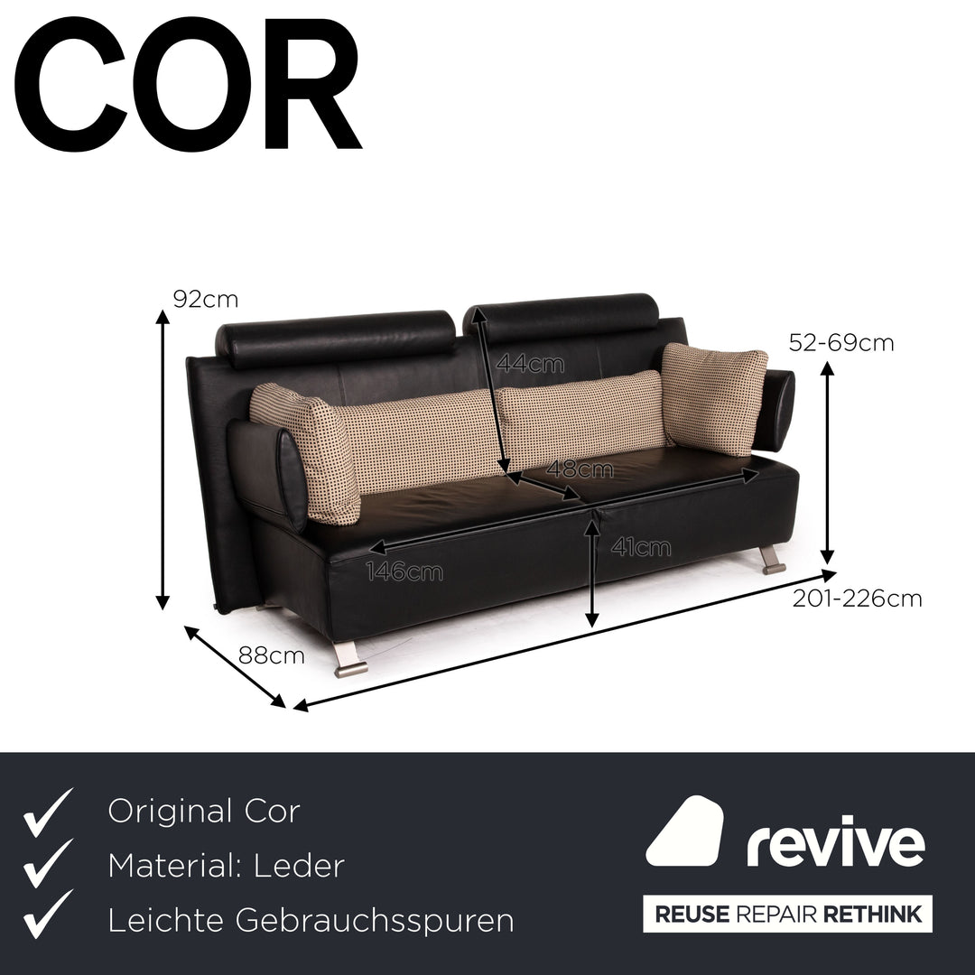 Cor Sera Leder Sofa Schwarz Zweisitzer Funktion Couch