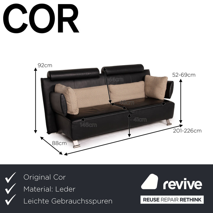 Cor Sera Leder Sofa Schwarz Zweisitzer Funktion Couch