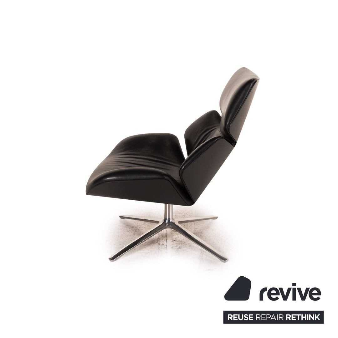 Cor Shrimp Leather Armchair Black incl. footstool