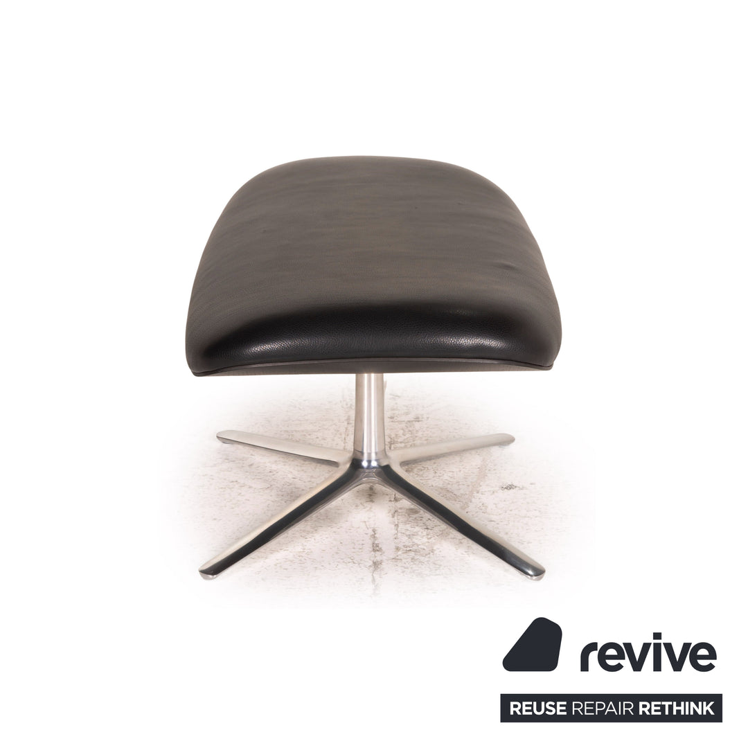 Cor Shrimp Leather Armchair Black incl. footstool