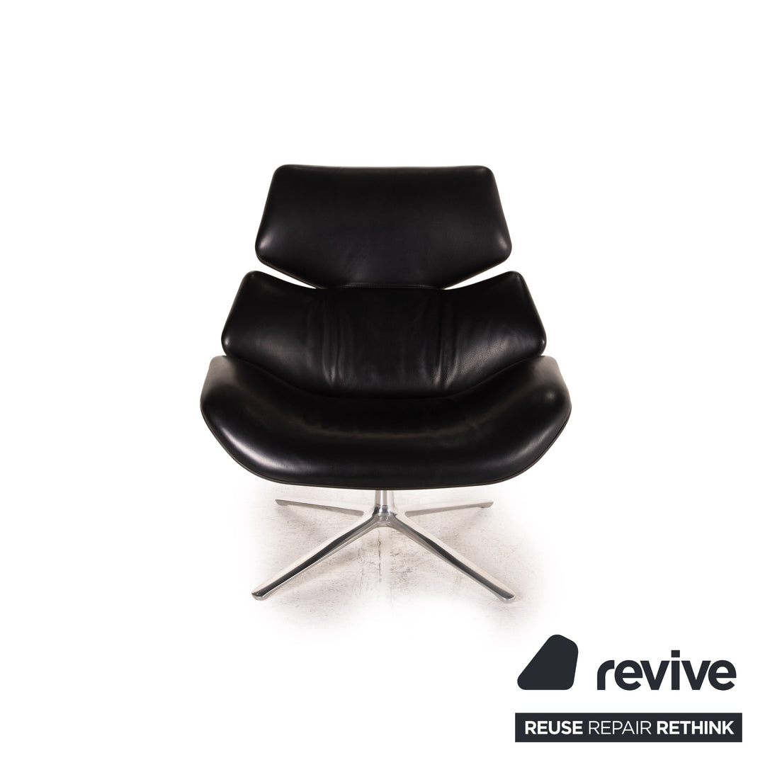 Cor Shrimp Leather Armchair Black incl. footstool