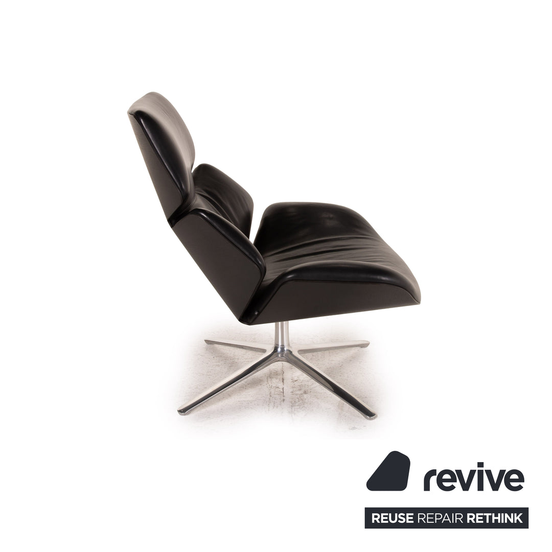 Cor Shrimp Leather Armchair Black incl. footstool