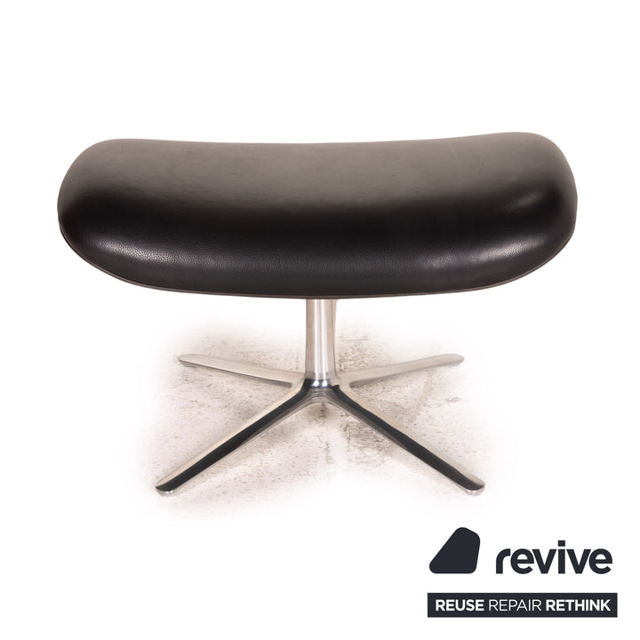 Cor Shrimp Leather Armchair Black incl. footstool