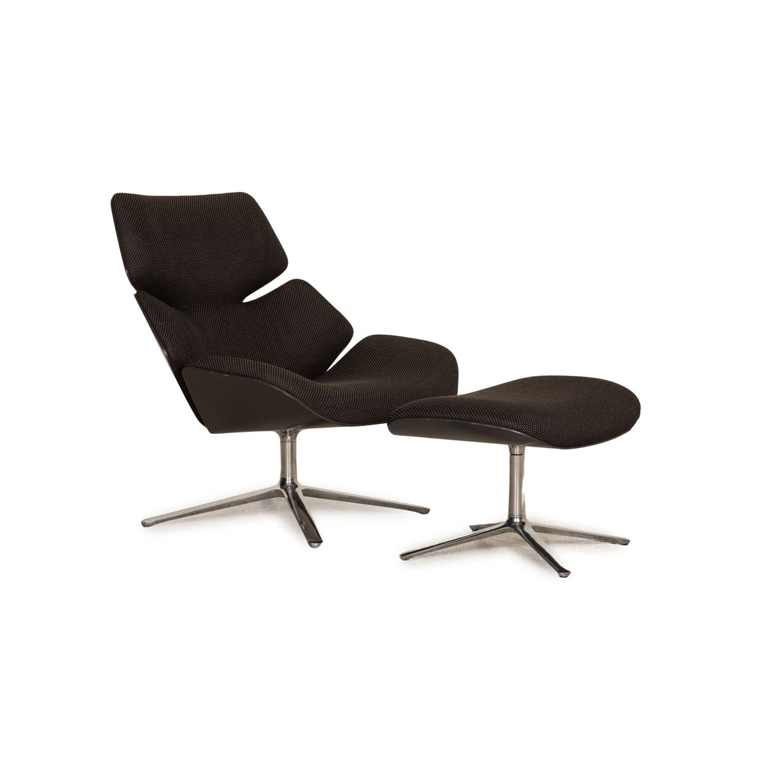 Cor Shrimp fabric armchair dark gray incl. footstool