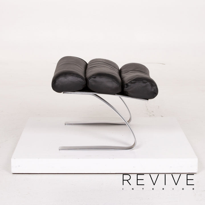Tabouret en cuir Cor Sinus noir #14086