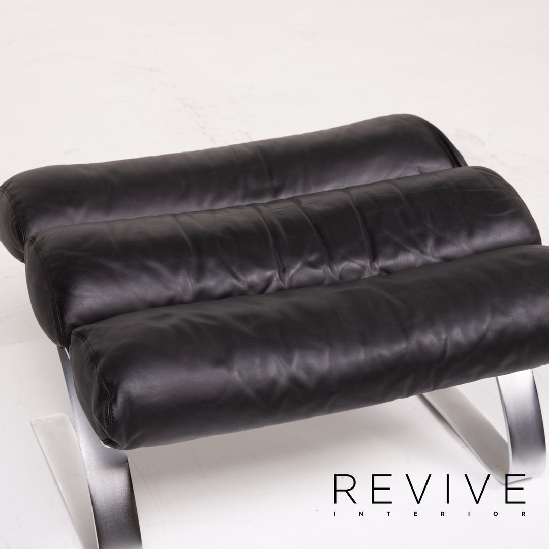 Tabouret en cuir Cor Sinus noir #14086