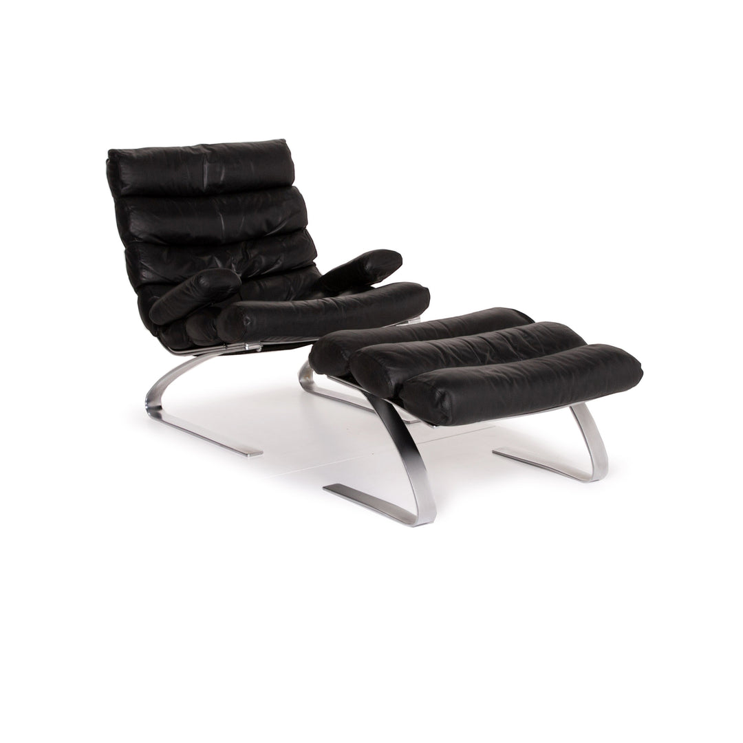Ensemble de fauteuils en cuir Cor Sinus tabouret noir #14399