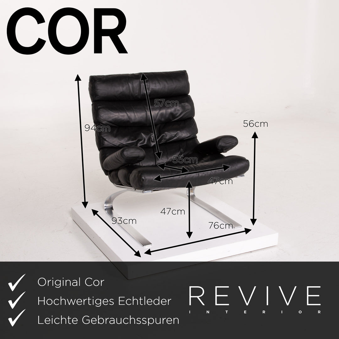 Ensemble de fauteuils en cuir Cor Sinus tabouret noir #14399