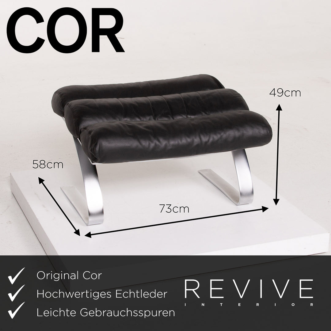 Ensemble de fauteuils en cuir Cor Sinus tabouret noir #14399