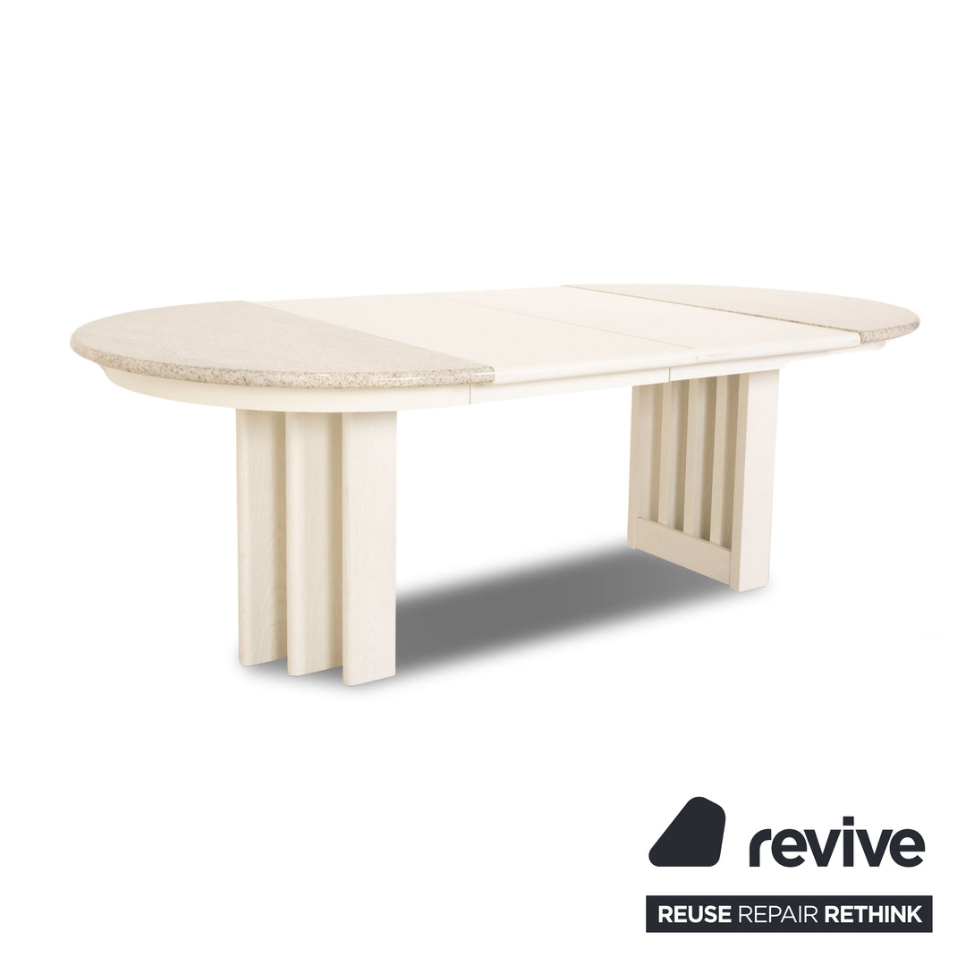 Table à manger Cor Stone en granit blanc gris extensible