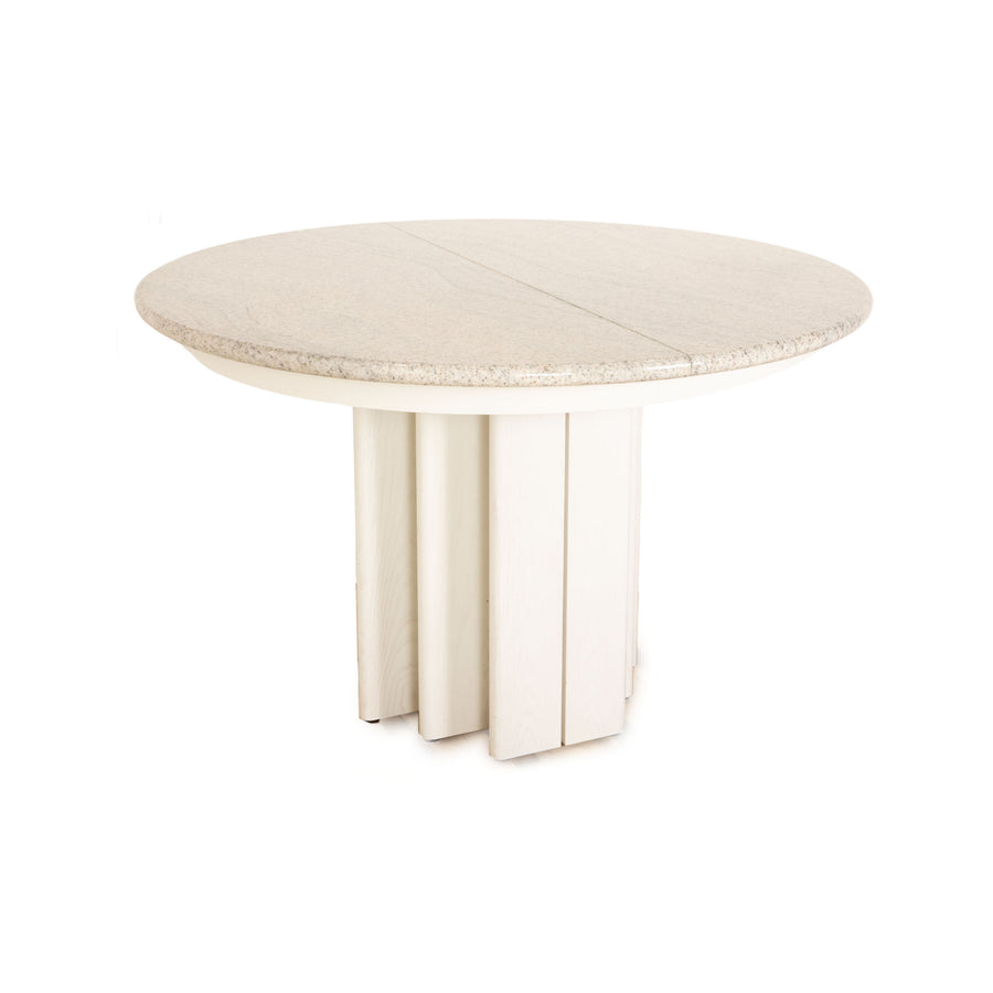Table à manger Cor Stone en granit blanc gris extensible