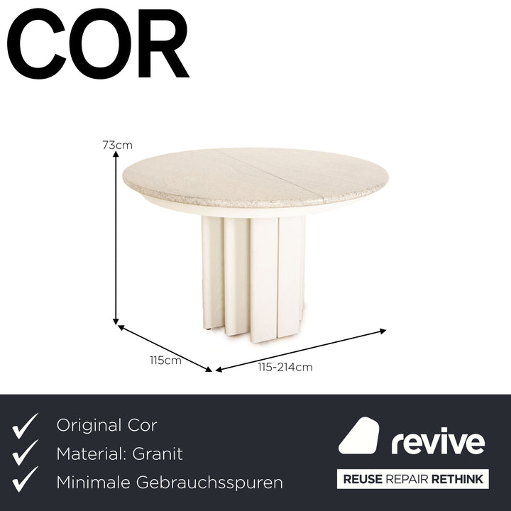 Table à manger Cor Stone en granit blanc gris extensible