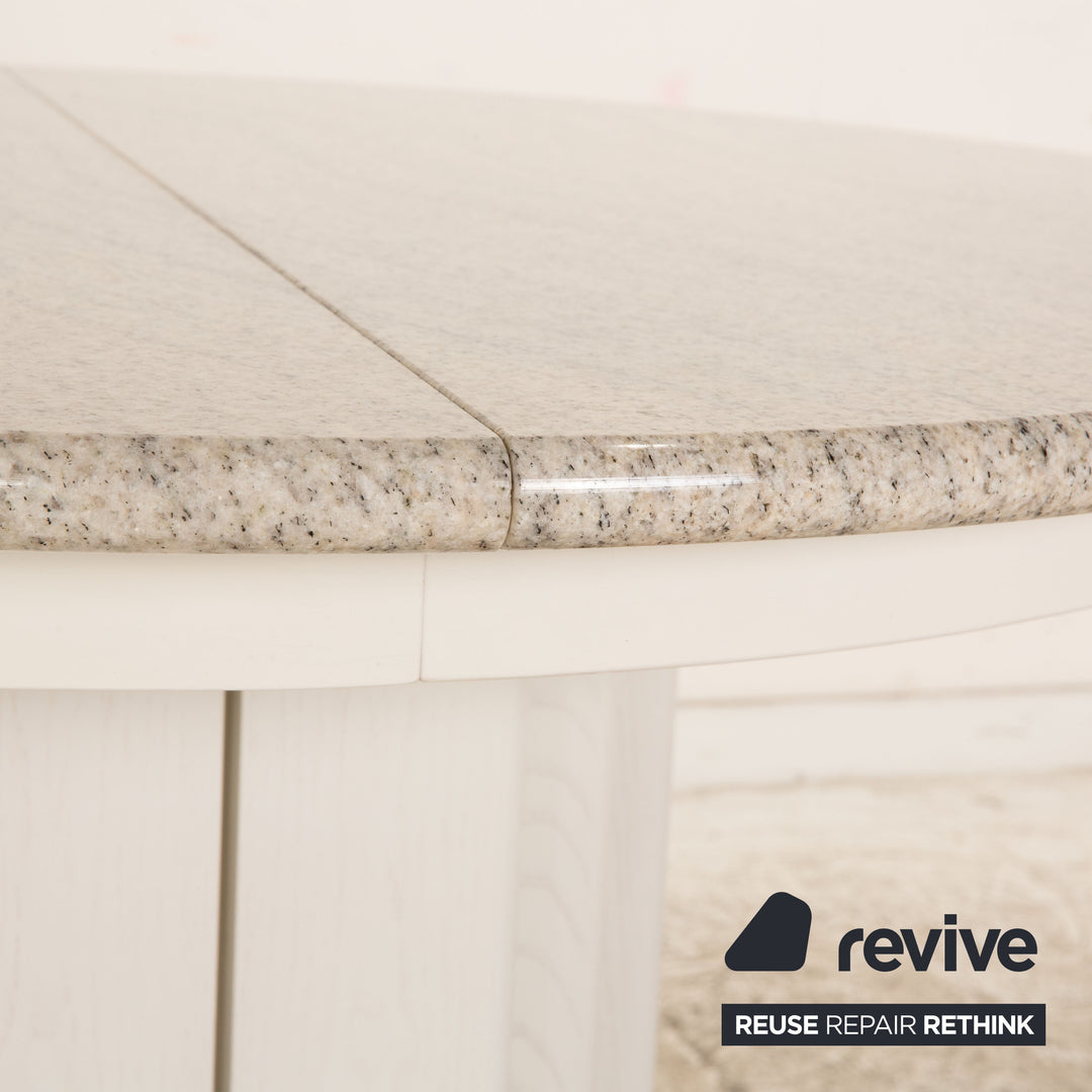 Table à manger Cor Stone en granit blanc gris extensible