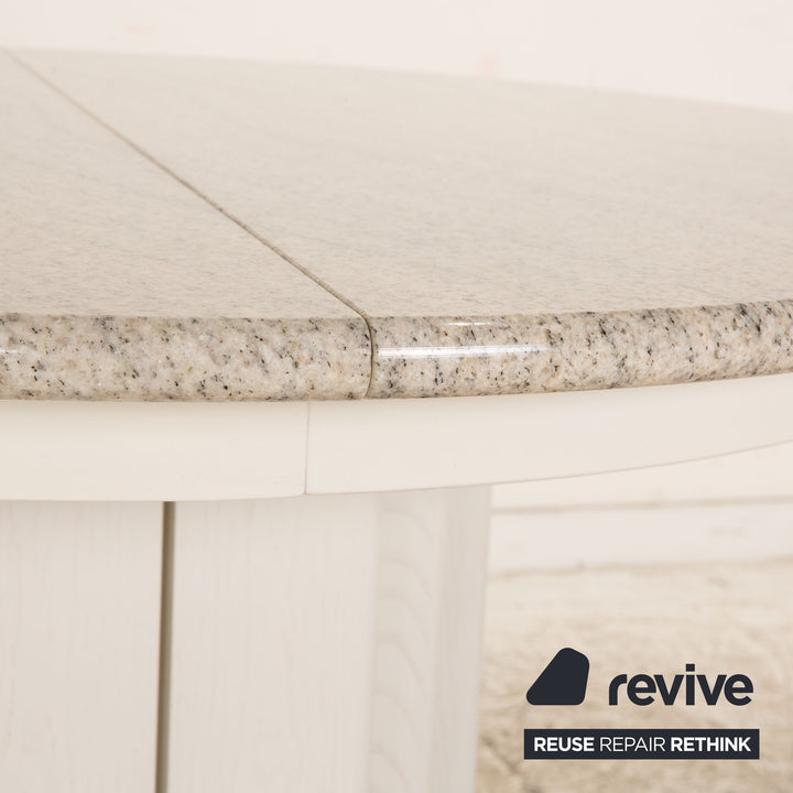 Table à manger Cor Stone en granit blanc gris extensible