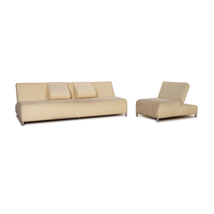 Ensemble de canapés en tissu Cor crème, fauteuil quatre places, fonction canapé