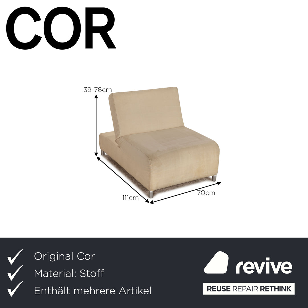 Ensemble de canapés en tissu Cor crème, fauteuil quatre places, fonction canapé